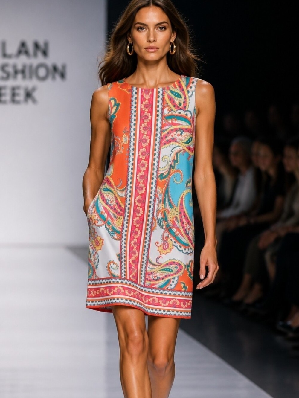 karin stevens Orange & Turquoise Paisley Shift Mini Dress
